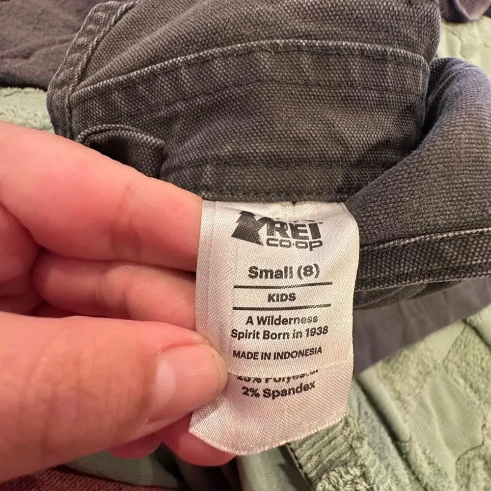 Kids REI Charcoal overalls with adjustable straps